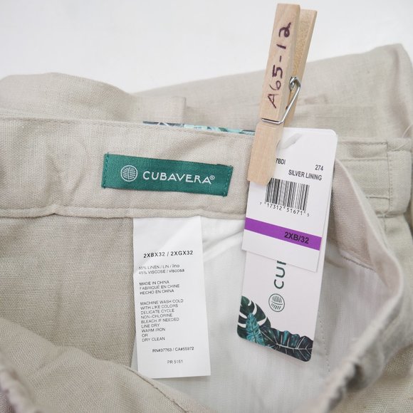 Men's Cubavera Linen Blend Pants Size 2XB 2XL Relaxed Fit Wedding Beach Island - Picture 6 of 6
